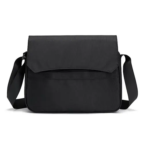  Professional Black Messenger Bag with Adjustable Strap and Multi-Compartment Design